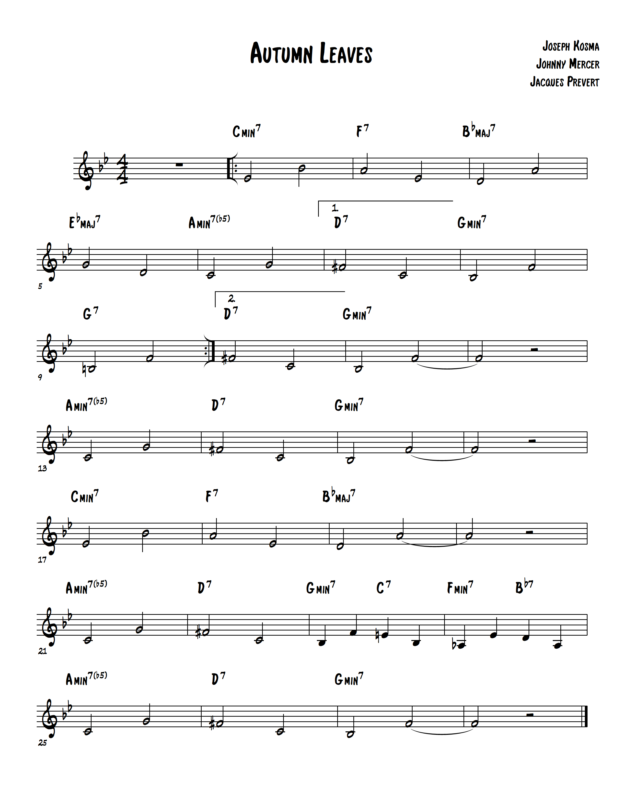 jazz standard lead sheets